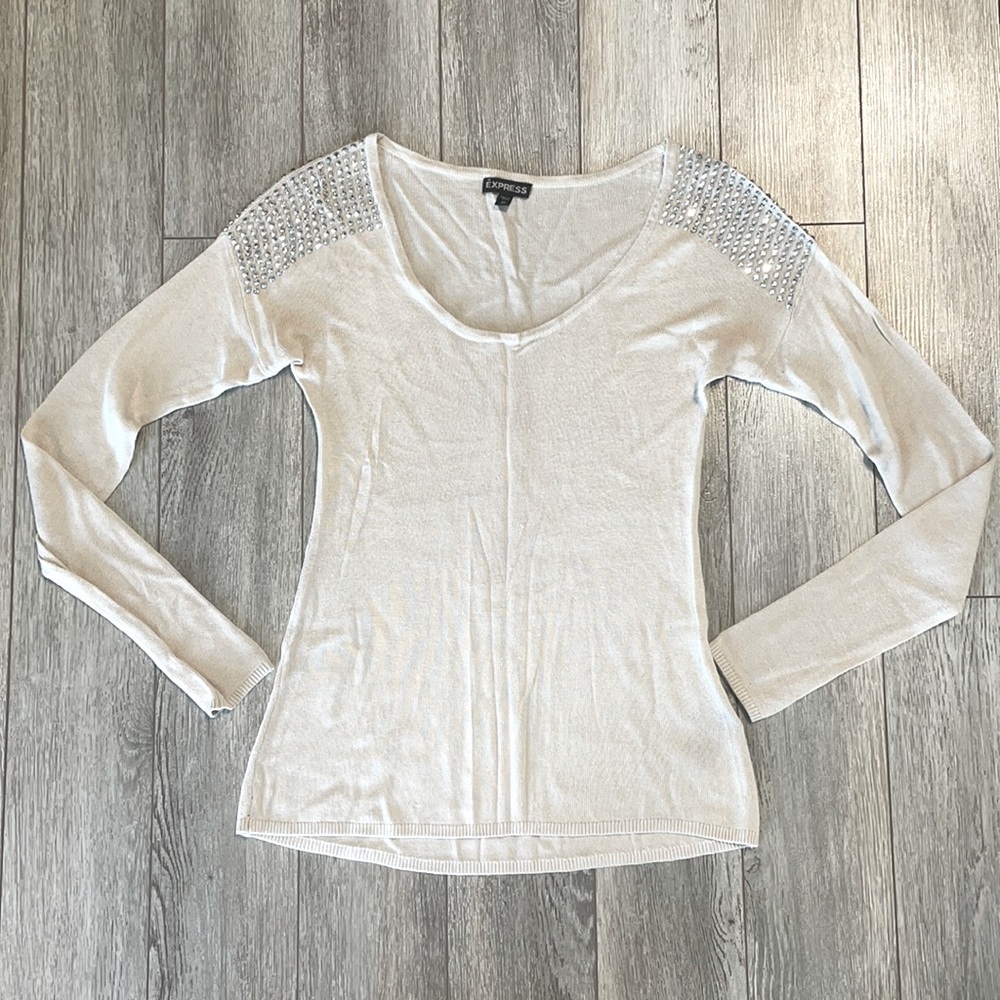 Express beaded shoulder sweater
